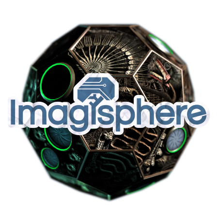 The Imagisphere Wiki logo, a hexagonal sphere planet with the text 'Imagisphere'. The letter i is shaped like the littlebigplanet 1 mushroom tree