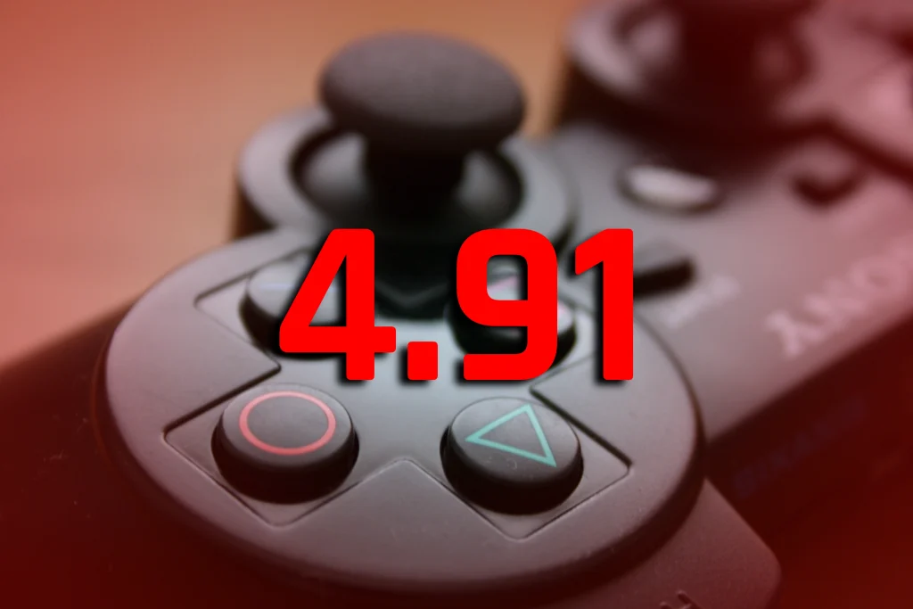 A PlayStation 3 controller with the text 4.91 in front.