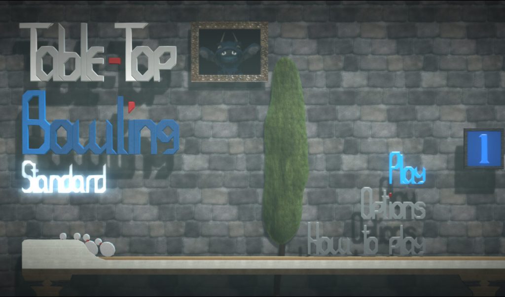 The main menu for table top bowling.