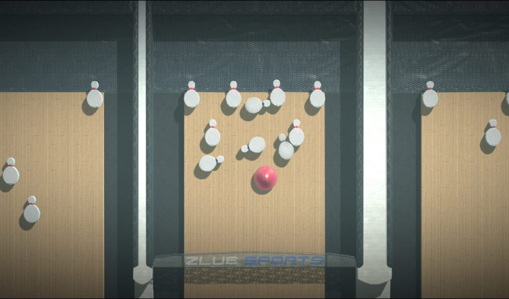 Knocking over some pins in table top bowling