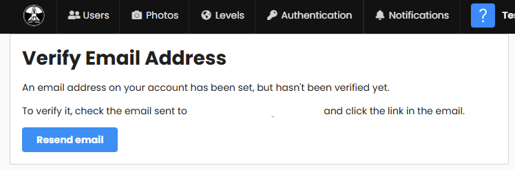 A screenshot of the Beacon email verification page. Verify email address An email address on your account has been set, but hasn't been verified yet. To verify it, check the email sent to [redacted] and click the link in the email. A button says resend email.