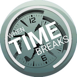 A LittleBigPlanet level badge titled 'when time breaks' with a broken clock